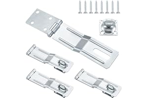 6" Swivel Staple Safety Hasps, Gate Door Hasp Latch with Twist Knob, HOME MASTER HARDWARE Padlock Clasp Lock Hasp Fence, Gate, Cabine, 4 Pack