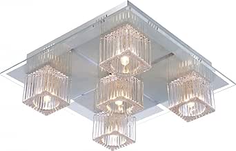 Globo plafón de techo de cromo, cubo transparente, claro, mando a