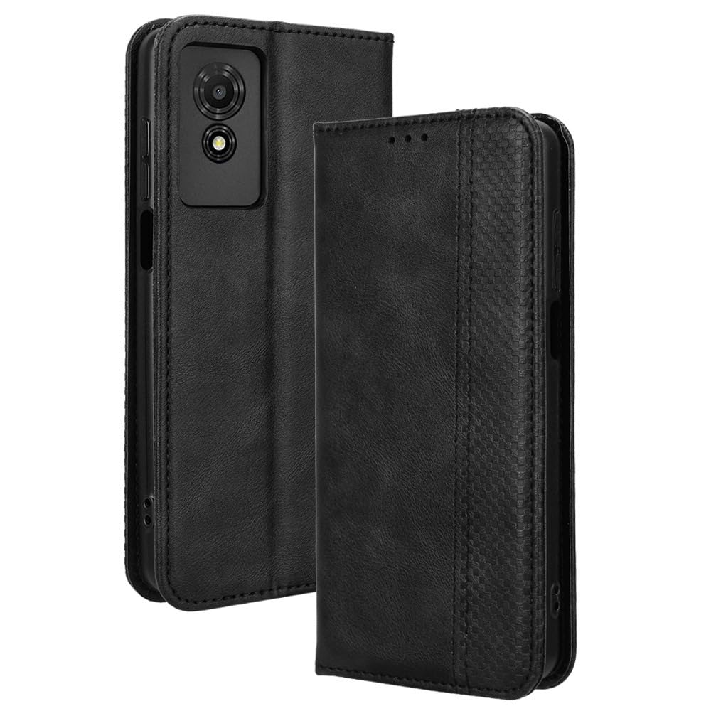COMAKU Compatible with TCL 501 Case Leather - Flip Cover Protection magnetic Phone Case wallet with Card Holder - Black โ image 1