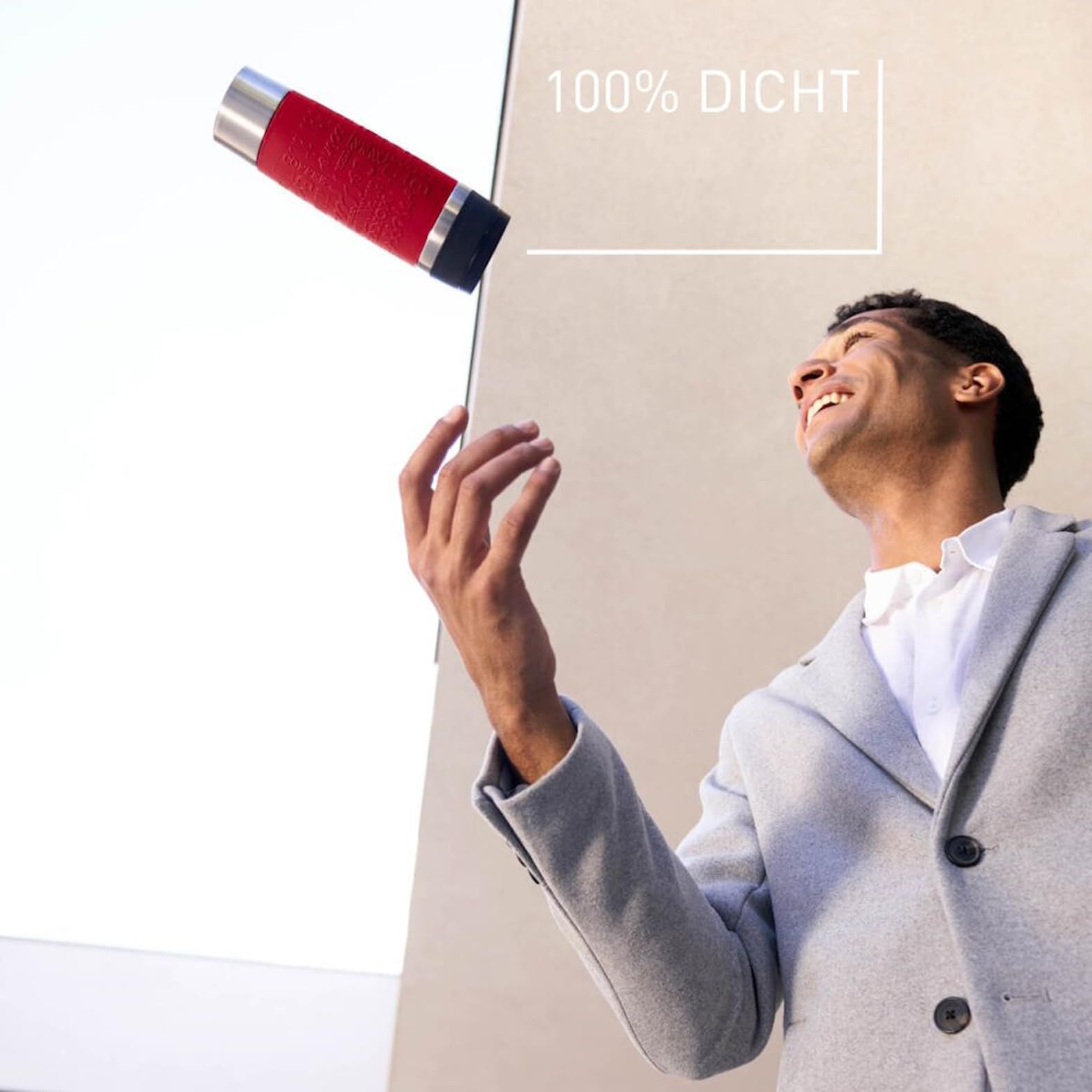 Emsa N20222 Travel Mug Classic Isolierbecher 0,5 Liter, neuer Komfort-Schraubverschluss, Edelstahl, 6h heiß und 12h kalt, 100% dicht, spülmaschinenfest, 360°-Trinköffnung, Dunkelrot 2