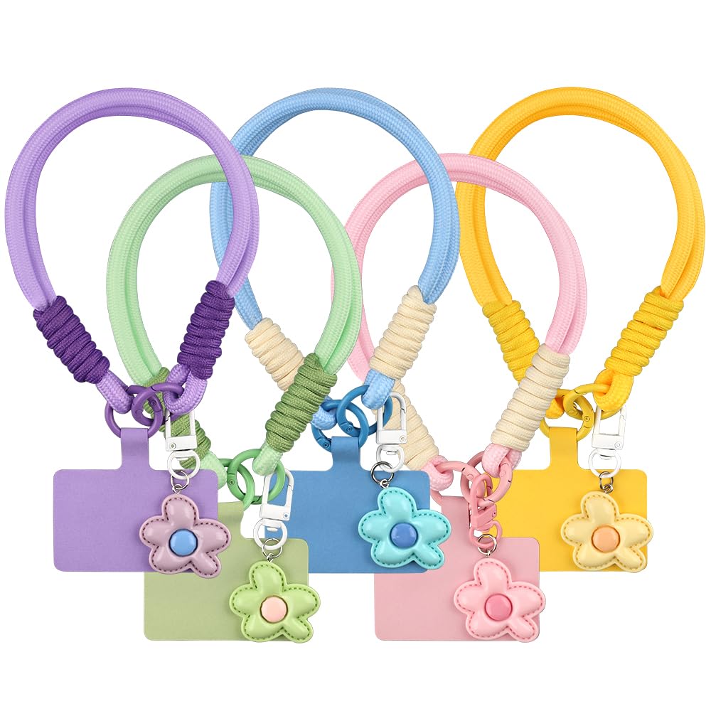 Photo 1 of 5 Pcs Pendant Flower Cute Keychain Wristlet Cell Phone Lanyard Colorful Resin Flowers Car Key Chain Women Phone Strap Aesthetic Keychain Lanyard Braided Phone Wrist Strap Phone Keychain Accessories