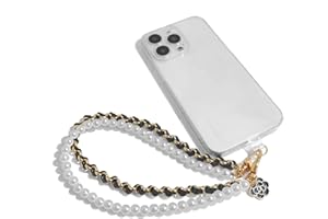 AGEN KGEN Phone Charm Anti Lost Phone Wrist Strap Pearl Beaded Phone Chain Double Chains Hand Wrist Phone Straps for Keychain Phone Wallet Camera