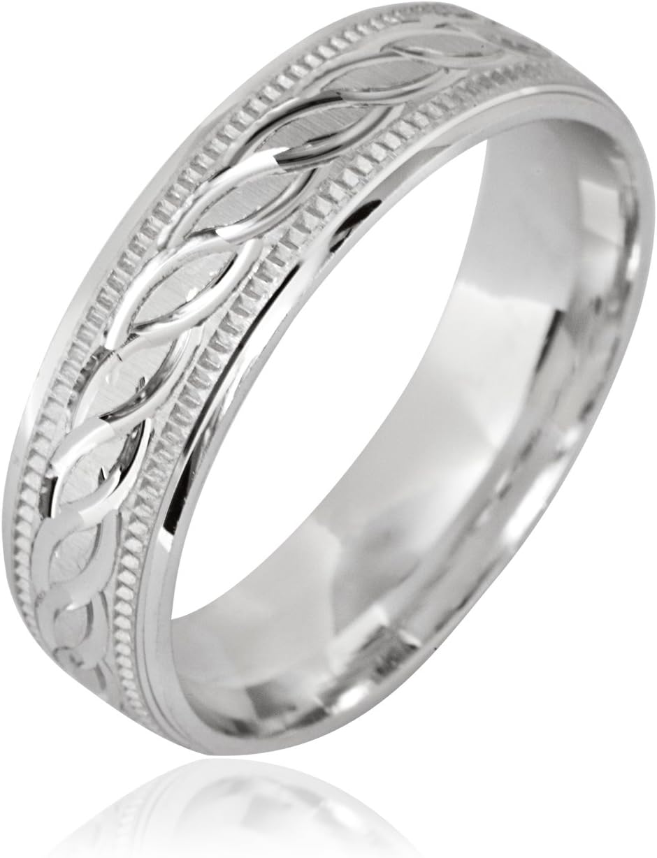 Allmygold Jewelers Fancy Design Unisex 6mm Sterling Silver Wedding Band Ring