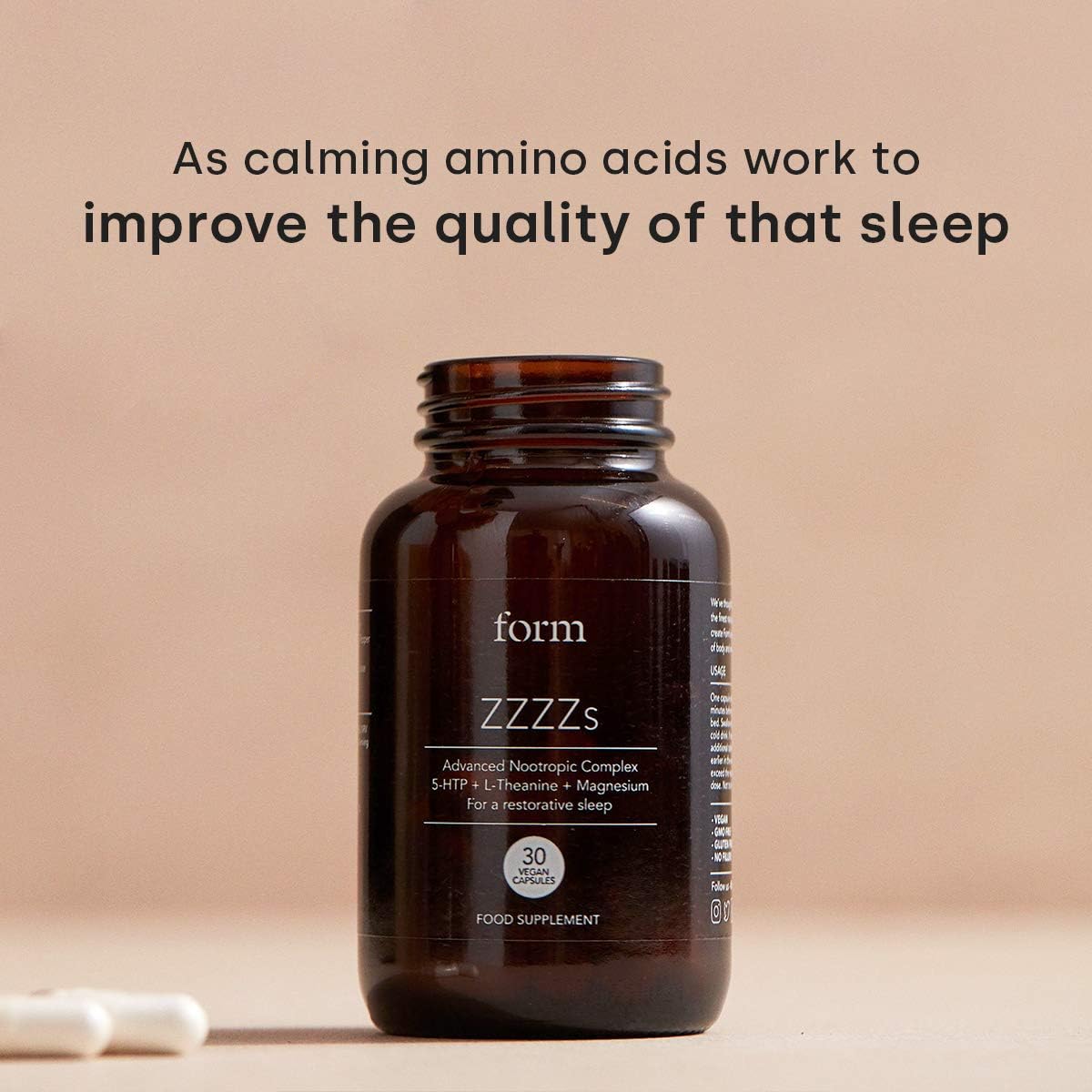 Form ZZZZs Natural Nootropic for Sleep 5HTP Magnesium Zinc Calming Amino Acids for