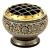Alternative Imagination Beautiful Solid Black Brass Screen Burner with Artistic Carving and Wooden Coaster