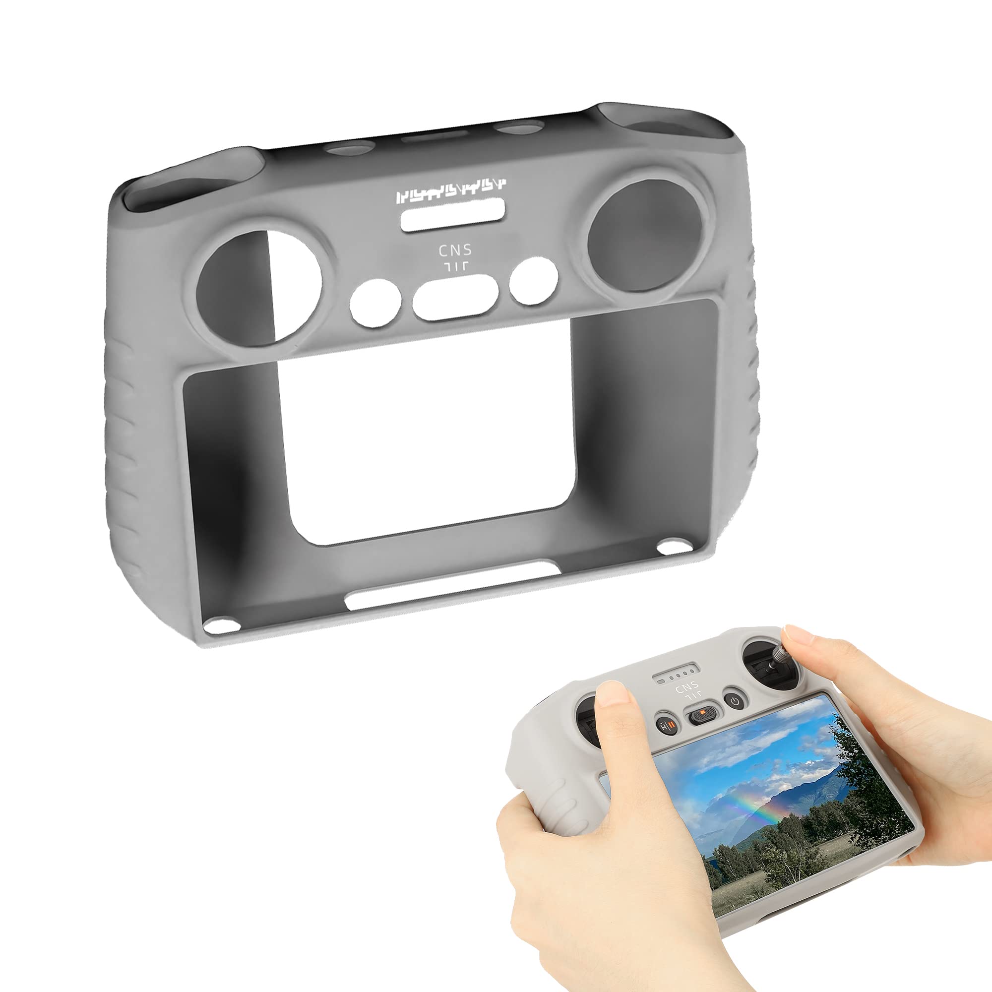 Fututech Silicone Case for DJI Mini 3 Pro RC Remote Control Case with Screen Anti-Scratch Anti-Dust Non-Slip Accessories Drone (Grey)