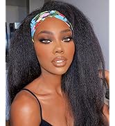 Kinky Straight Headband Wig NON Human Hair Yaki Afro Wigs for Black Women 18 inch 180 Density Lon...