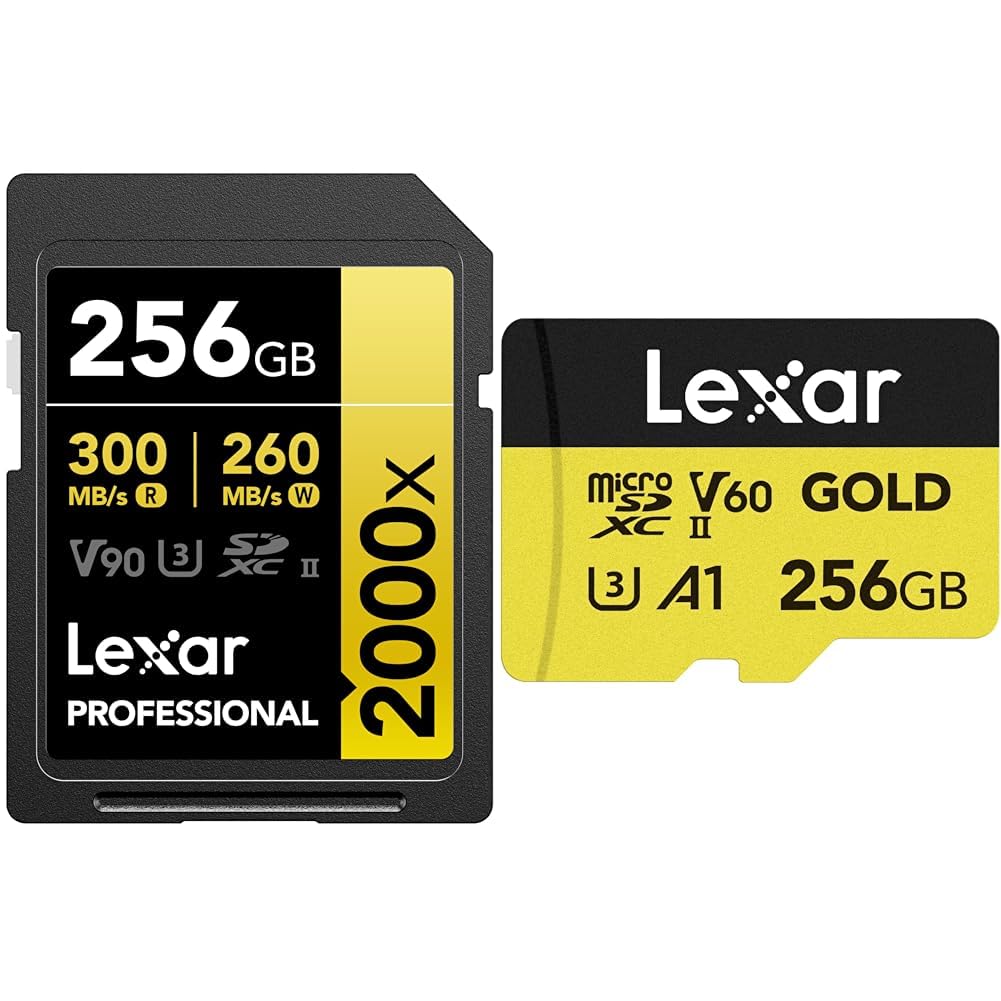 Lexar 256GB SDXC UHS-II 300MB/s and 256GB MicroSD UHS-II 280MB/s Memory Card Bundle Image