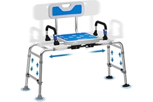 DRSEATS Tub Transfer Bench and Shower Chair with Non Slip Aluminum Body, FSA Eligible, Adjustable Seat Height and Cut Out Access, Holds Weight up to 500 Lbs,