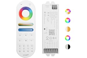 HUSUKU RS Series RGB CCT LED Controller Kit (R1+S1), 12-24V 180W-360W, R1 2.4G RF Wireless Remote Control + S1 5-in-1 WiFi & Bluetooth Controller