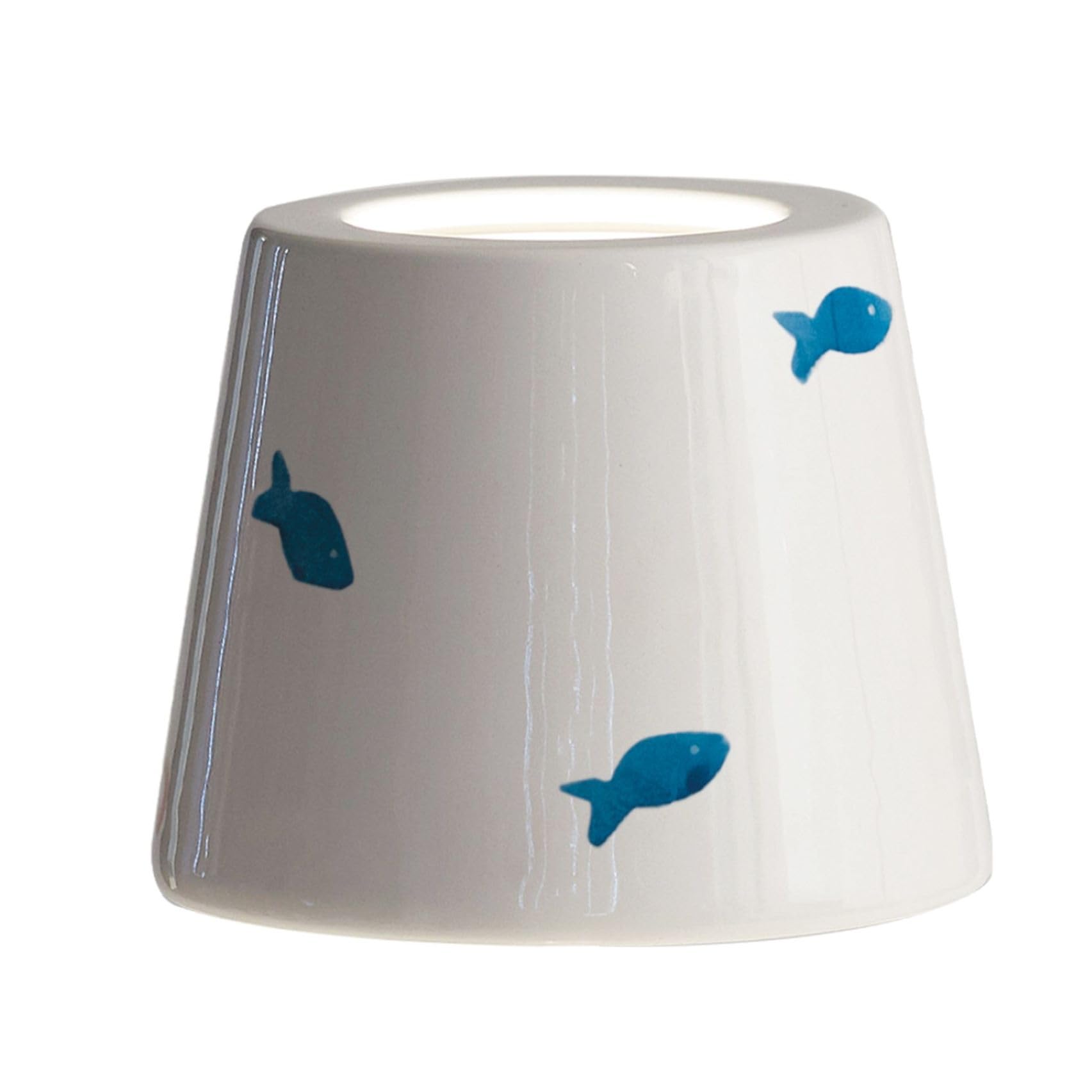 Zafferano, Poldina Cover, Hand Decorated Ceramic Cover for Table Lamp, Cover Compatible with Poldina Lamps, Made in Italy, Ø13 x 10 cm, Colour White - Blue Fish — image 1