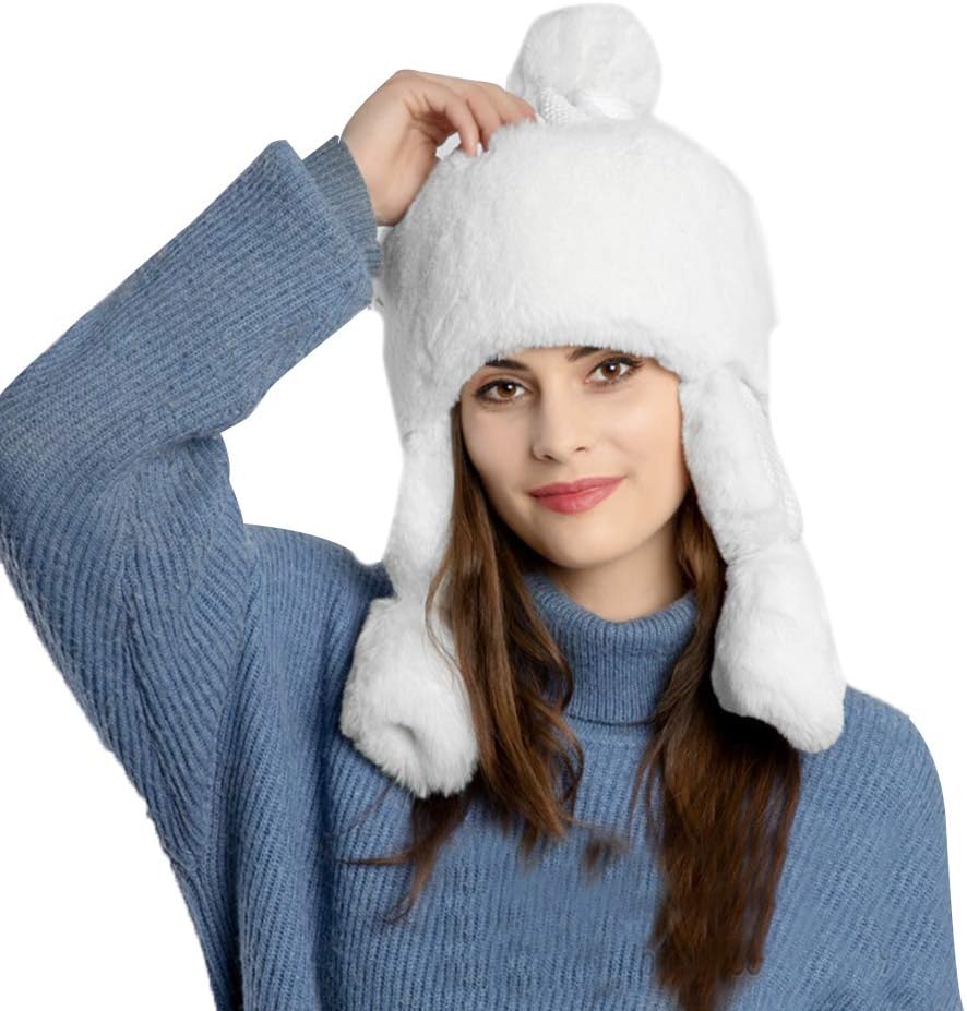Women Faux Fur Trapper Hat Winter Cozy Snow Ski Head Warmer Ushanka Ear Flaps