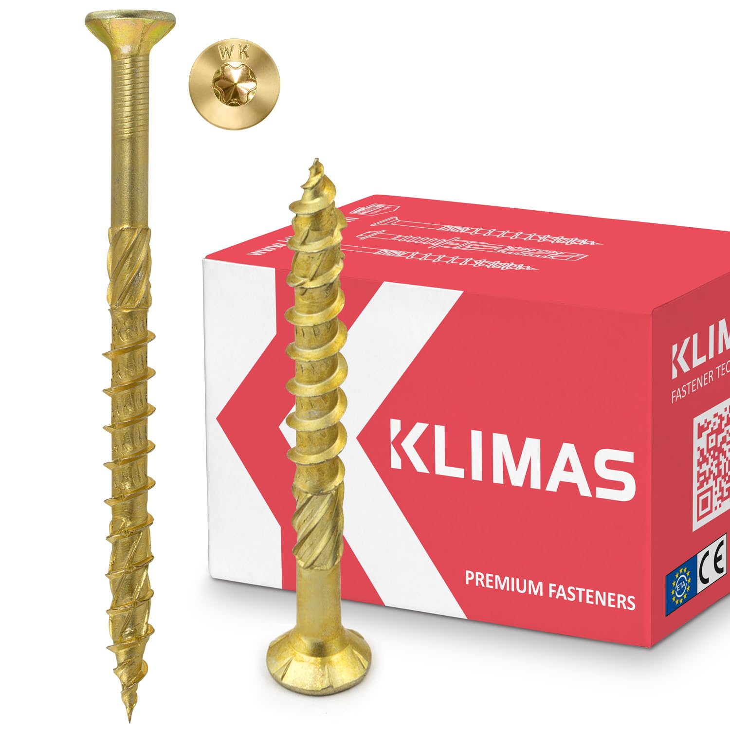 KLIMAS Wood Screws Torx Chipboard Screws Yellow - Countersunk Screws - Patio Screws - Universal Screws - Roof Construction Screws Set - 6 x 120 mm - Pack of 100