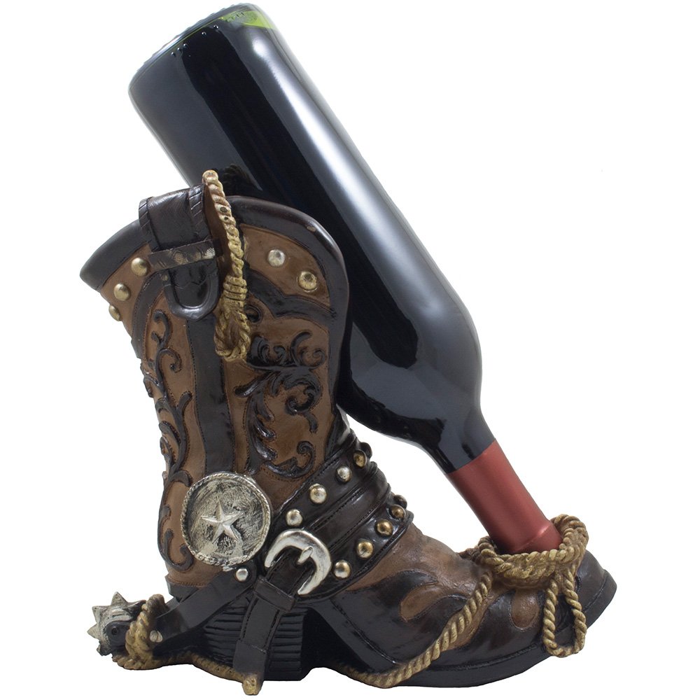 Gesundheit Fancy Cowboy Boot Wine Bottle Holder Decorative Display