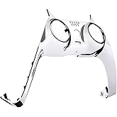 eXtremeRate Chrome Silver Glossy Decorative Trim Shell Compatible with p s 5 Controller, DIY Replacement Clip Shell, Custom Plates Cover Compatible with p s 5 Controller with Accent Rings