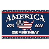 WENWELL America 250th Anniversary Flag,3x5 Feet, USA Map Design,1776-2026 250 Years Birthday Patriotic Decor for Outdoor, Front Door, Porch, Wall