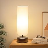 Touch Table Lamp, 3-Way Dimmable Bedside Lamp with Cylinder Fabric Shade | Modern Minimalist Accent Nightstand Desk Lamp, Nig