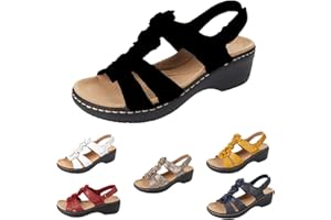 LYMPHVITY Womens Libiyi Vintage Flowers Fish Mouth Sandals with Orthopedic Arch-Support Wedge Platform Bohemian Adjustable Ankle Strap Casual Sandals