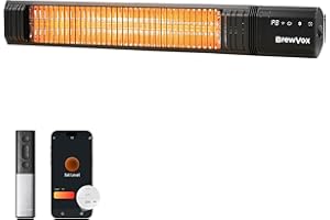 BrewVox 1500W Carbon Infrared Outdoor Patio Heater, Instant Warmth, Smart App-Controlled Remote On/Off, 24H Timer for Living 
