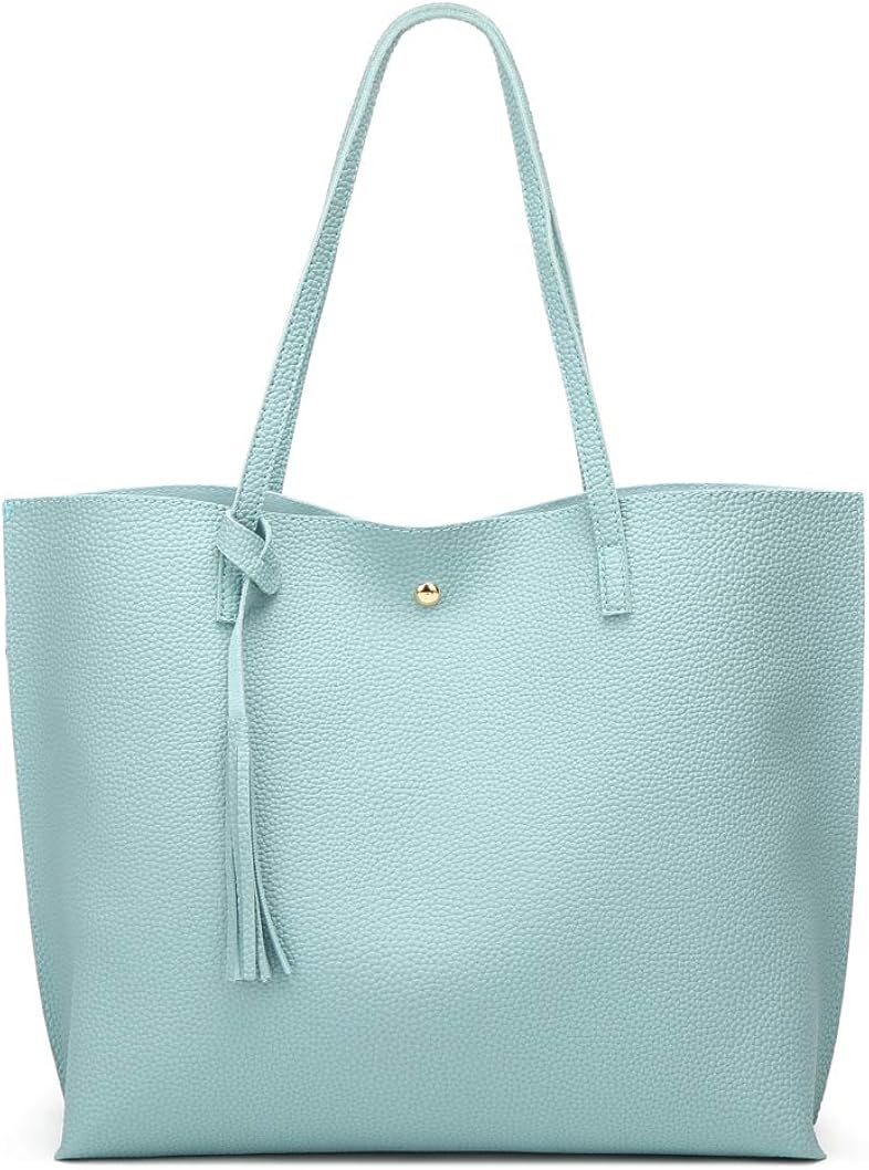 Women's Soft Faux Leather Tote Shoulder Bag from Dreubea, Big Capacity Tassel