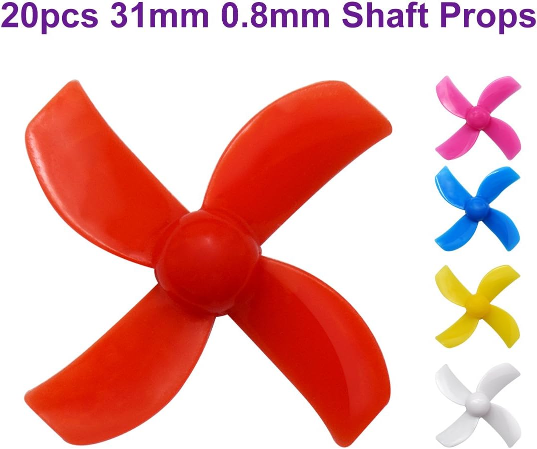 Humming FPV Propellers 20pcs 31mm 4-Blade Prop CW CCW 0.8mm Shaft for Tiny Whoop Inductrix H36 E010 RC FPV Micro Drone Quadcopter