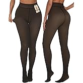 Buauty 2 Pack Fleece Lined Tights Crotch One Seam Line Sheer Warm Leggings Fake Translucent Thermal Tights for Winter