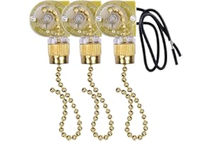 Akahttbn Ceiling Fan Light Pull Chain Switch Ze-109 Two-wire Zing Ear Pull Chain On/Off Light Switch Compatible with Hunter Fan Light Switch Replacement 3 pcs (Brass)