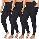 NEW YOUNG Plus Size Womens Clothing 3 Pack Plus Size Leggings with Pockets for Women Workout Yoga Pants