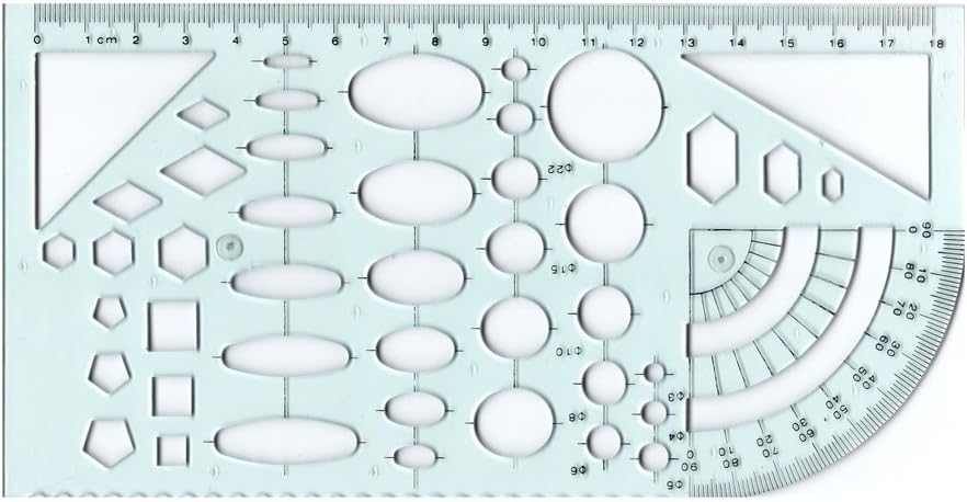 Circle Square Rectangle Ellipse Triangle Hexagon Drawing Drafting Template Stencil