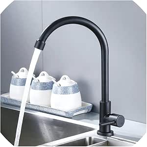 Cocina de acero inoxidable Negro grifo montado cubierta de fregadero de