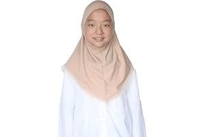 Modest Beauty Muslim Hijabs for Girls Kids Hijab Scarves with Lace for Age 6-12