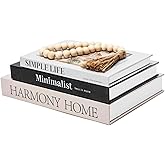 TwoDays Beautiful Coffee Table Books, Neutral Fashion Decorative Books for Home Bookshelf, Modern Room Decor Aesthetic, Fake Faux Book Storage Boxes for Decoration (Set of 3)