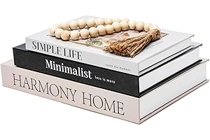 TwoDays Beautiful Coffee Table Books, Neutral Fashion Decorative Books for Home Bookshelf, Modern Room Decor Aesthetic, Fake Faux Book Storage Boxes for Decoration (Set of 3)