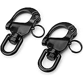 YUSOVE Black Snap Shackle 316 Stainless Steel Swivel Eye Snap Shackle,High Strength Quick Release Snap Hook for Sailing Rigging Shackles,Pack of 2