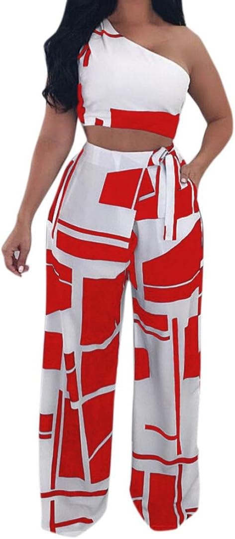 Hatoppy Women Nightclub Fashion Clothes Club Sexy Strapless Bandage Two Piece Set (S, Red)