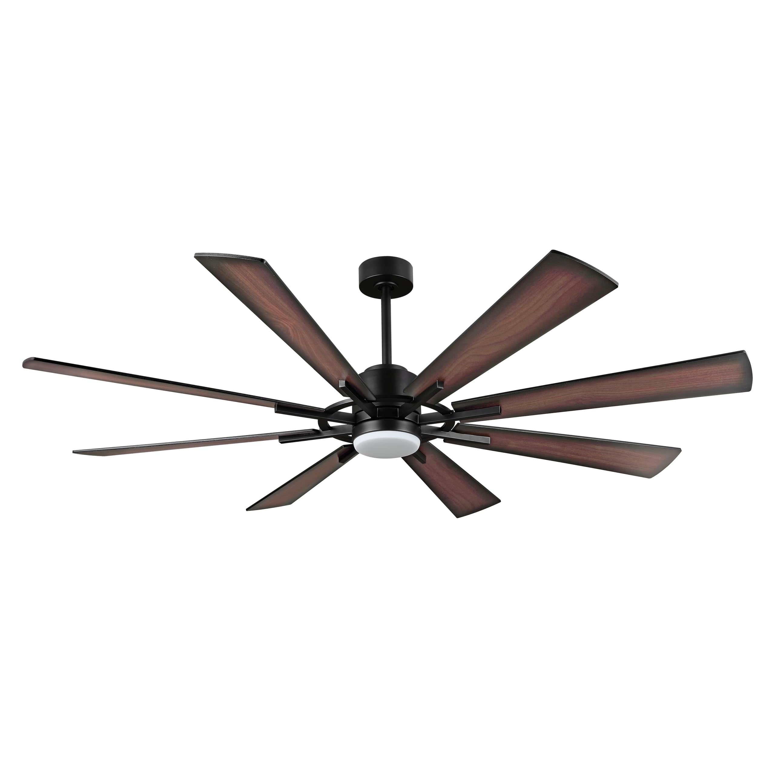 Photo 1 of **Parts Only** WINGBO 80" DC Ceiling Fan with Lights and 3 Downrods, Matte Black Ceiling Fan with Walnut/Walnut Shadowed Reversible Blades, 6-Speed DC Motor, Indoor Ceiling Fans for Kitchen Bedroom Living Room