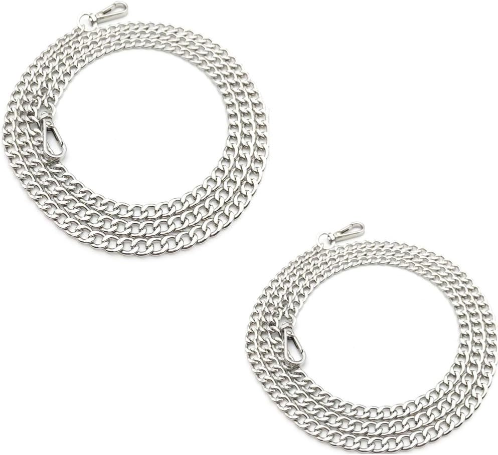 55inch Metal Cross Body Bag Chain Strap with Buckles for Purse Handbag Shoulder Bag Chain Replacement Accessories (Pack of 2, Silver)