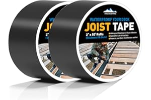 Amazing Works Joist Tape for Decking - Heavy Duty Joist Tape, 2 x 50' Waterproof & Weatherproof Deck Flashing Tape Protects The Top of The Joist, Beam from Moisture and Rot (2" x 50', 2 Pack)