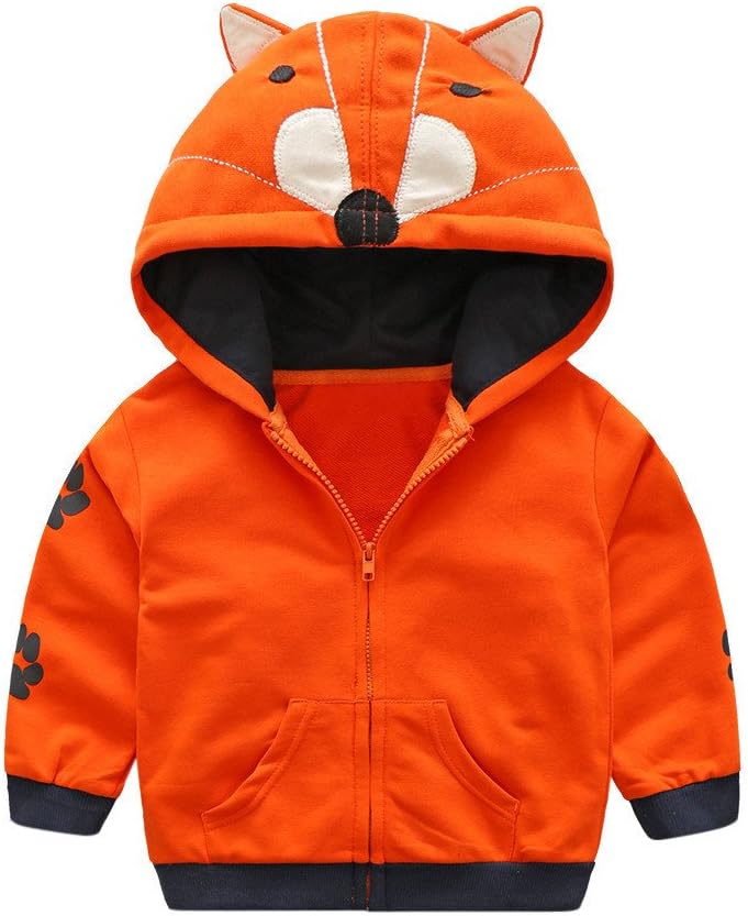 Clearance!Nevera Infant Toddler Kids Baby Boy Girl Cartoon Animal Hooded Zipper Tops Clothes Coat