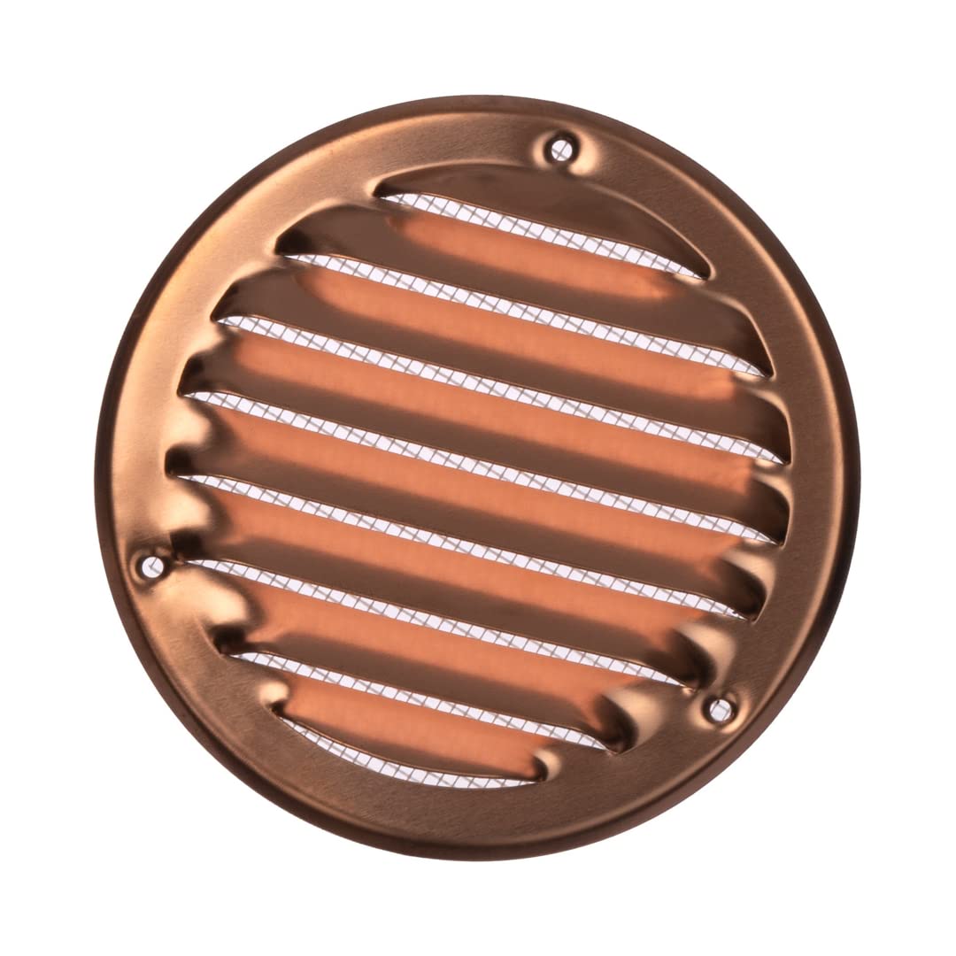 Ø 100mm / 4" inch Copper Round Metal Air Vent Grille Cover with Insect Mesh - Ventilation Cover