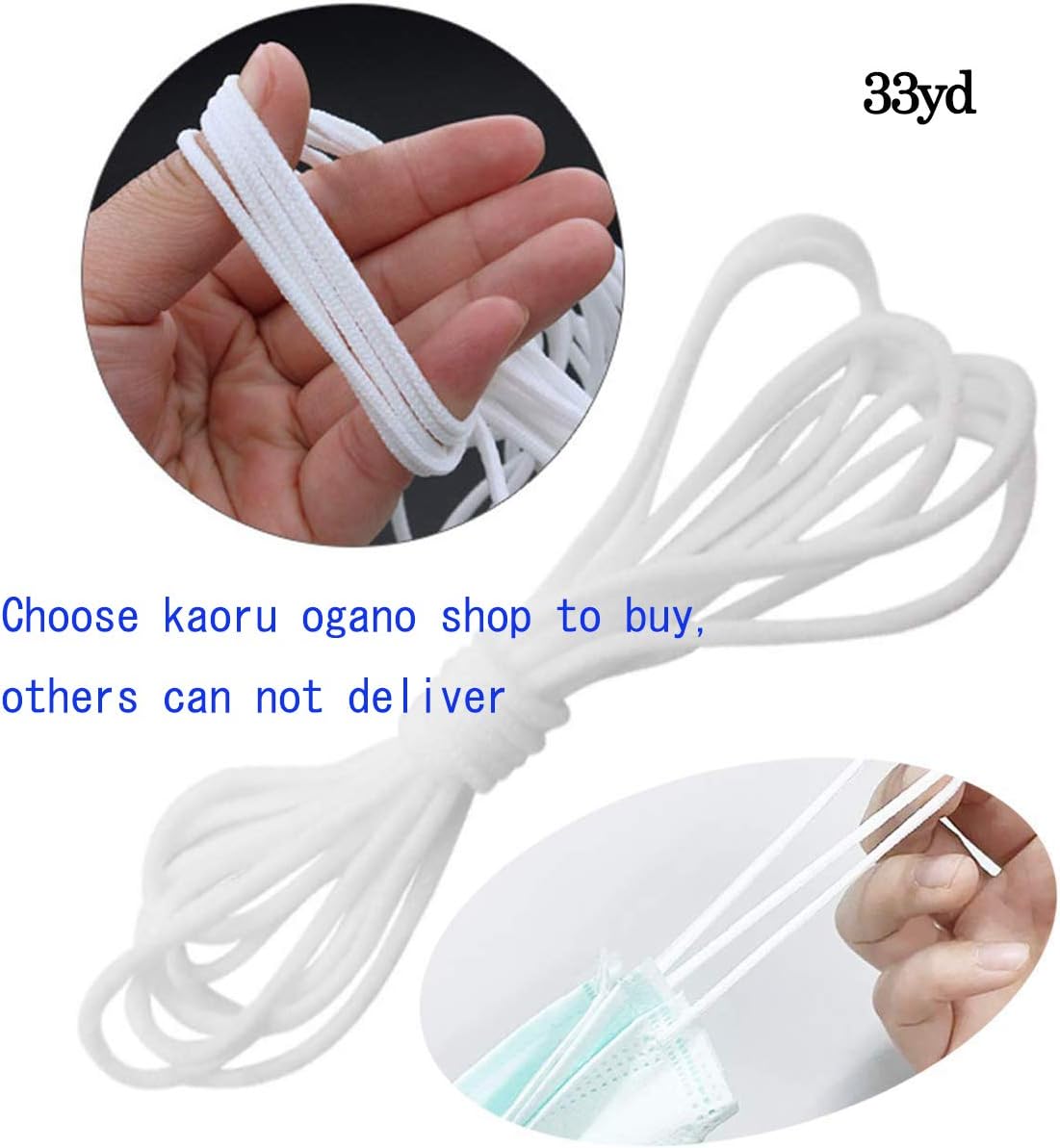 Elastic Handmade Strap White Earloop Cord Ear Tie Rope Handmade String
