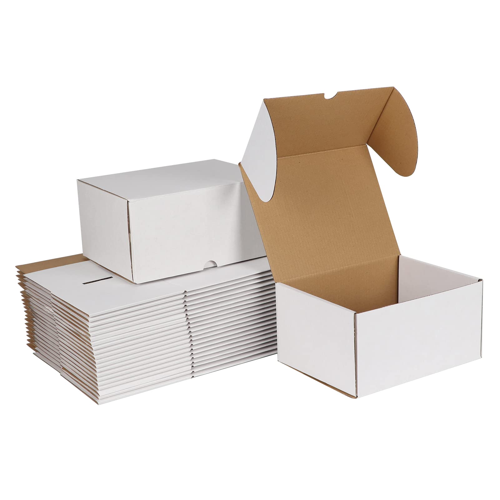 Photo 1 of ZBEIVAN 8x6x4 White Shipping Boxes Set of 25, Corrugated Cardboard Mailer Boxes for Packaging Small Business Mailing Gifts