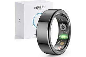 WuzuTech Herz P1 Smart Ring for Women & Men - 24/7 Health Metrics Fitness Ring, Tracks 20+ Biometrics, 6 Day Battery, Waterproof, iOS Android Compatible, Free APP, No Subscription (Black, 10, Black)