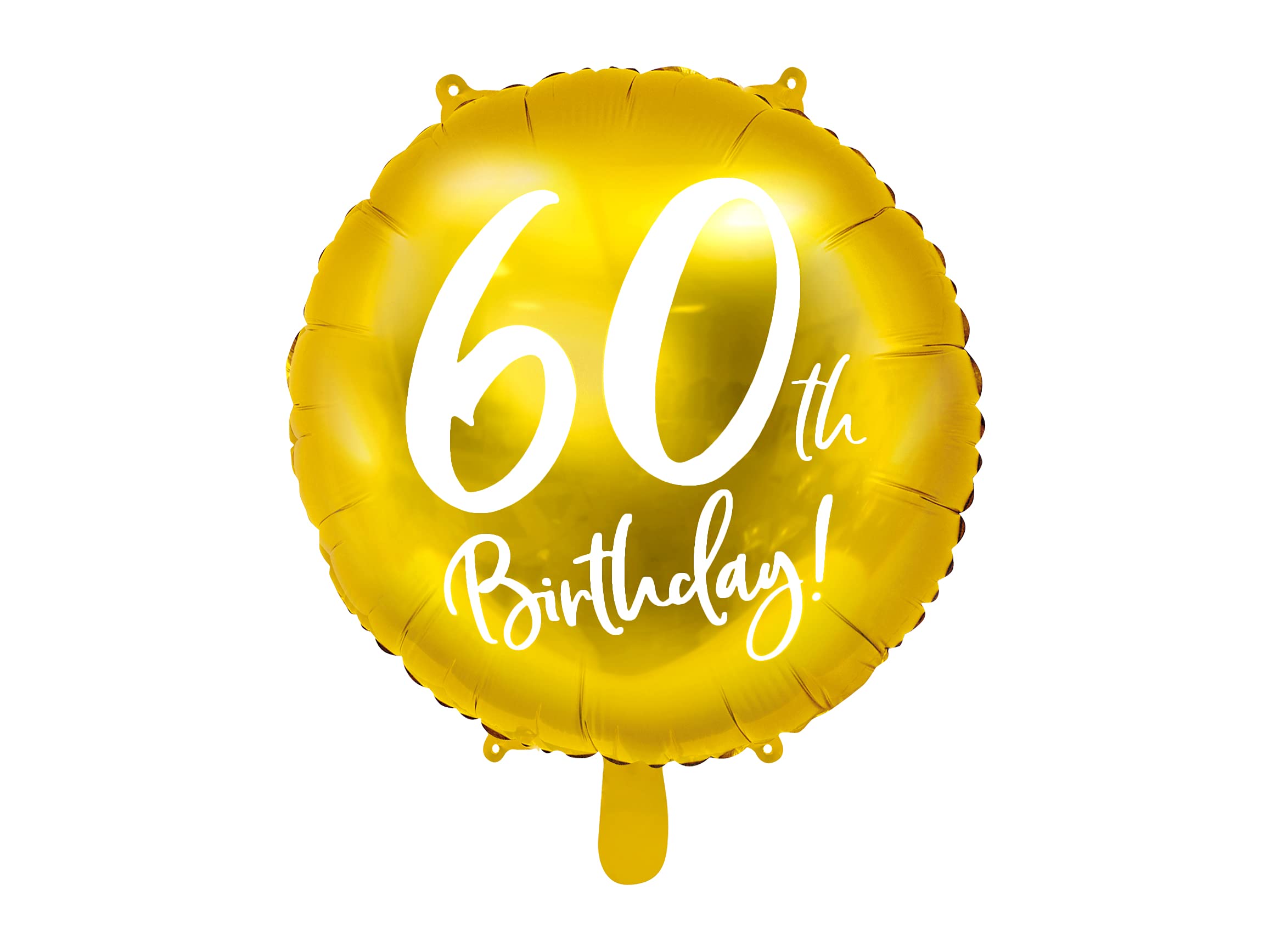 PartyDeco 60th Birthday Gold Foil Balloon, Gold, 45 cm, Perfect for Birthdays,Birthday Hanging Decoration For Adults