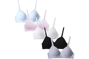 FEOYA Teen Girls Bras Training Bra Light Padded Wireless Bralette Adjustable Straps Sports Bras 3/4/5/6 Pack