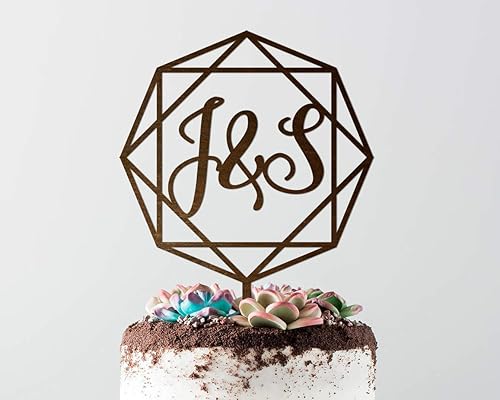 Amazon Com Geometric Wedding Cake Topper Diamond Cake Topper