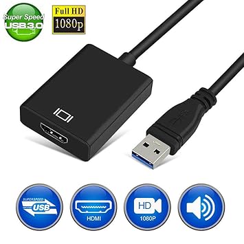 Adaptador de USB a HDMI, convertidor de cable de audio y vídeo HD ...