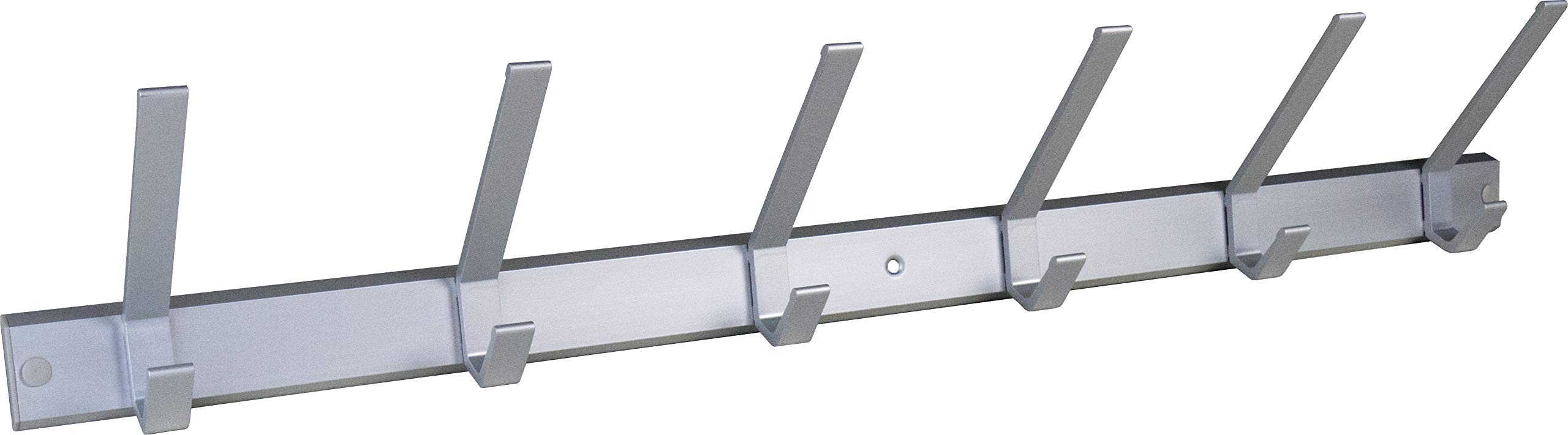 Hook Rack, Clothes Hook, Coat Rack with 6 Hooks, Aluminium, 690 x 40 mm