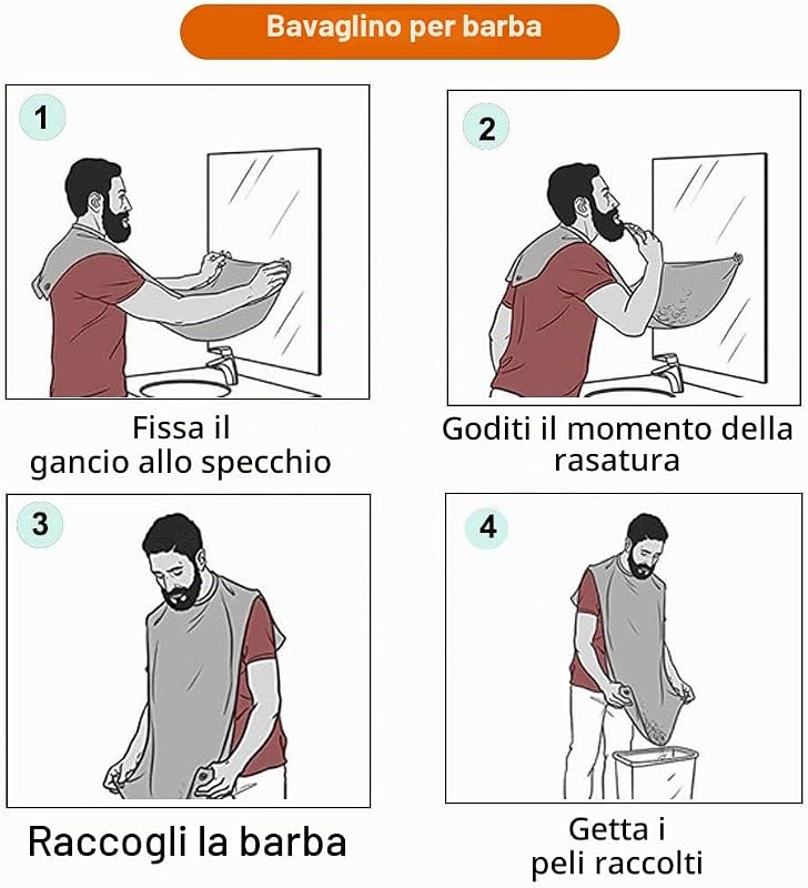 Grembiule da Barba, Impermeabile Telo per Barba, Cattura Barba e Capelli — foto 4 di 8