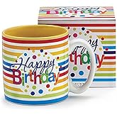 Burton & Burton 9726884 Mug Birthday Stripes Ceramic Decal, Multicolor